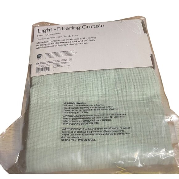 Room Essentials Light Filtering Curtain Panel Aqua Crinkle Gauze 42x63 ONE PANEL - Picture 2 of 6